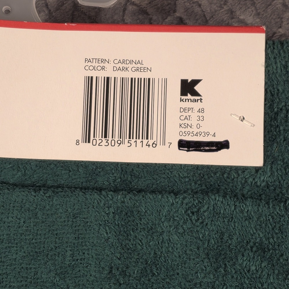 K-Mart Essential Home Christmas Cardinal Bath Towel Set 3 Piece NWT Green - Picture 8 of 11
